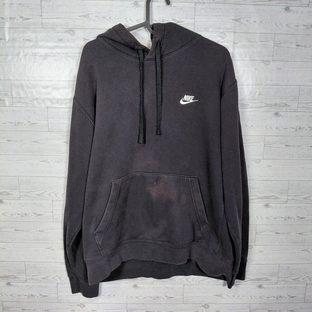 Nike Sportswear Club Men's Pullover Hoodie - Black Large (BleachStains Pictured)